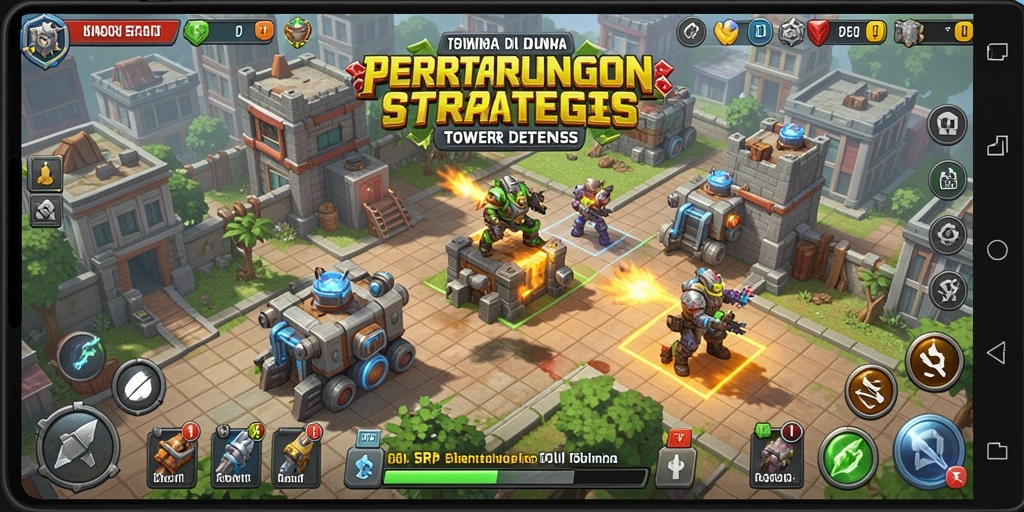 Gameplay menegangkan dengan berbagai tower dan strategi di 55RP.