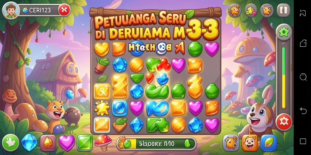 Screenshot CERI123 menampilkan gameplay seru Match-3 yang menantang.
