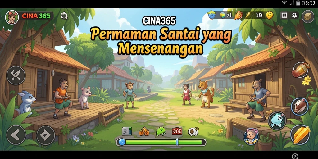 Screenshot CINA365 menampilkan karakter-karakter lucu dan gameplay yang mengasyikkan.