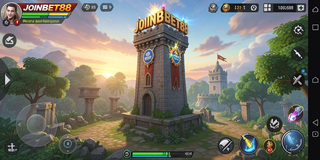 Screenshot gameplay JOINBET88 dengan aksi menara yang mendebarkan.
