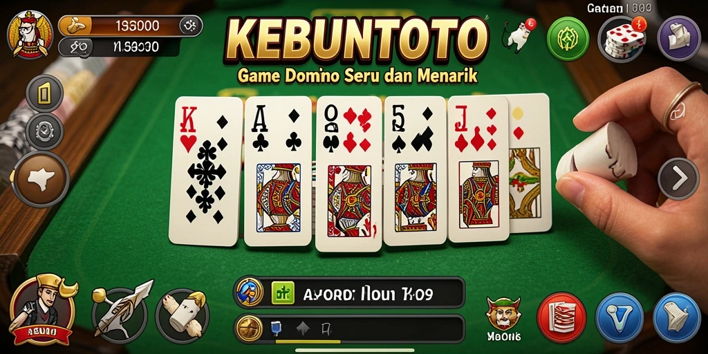 Screenshot gameplay KEBUNTOTO yang menunjukkan suasana seru permainan Domino.