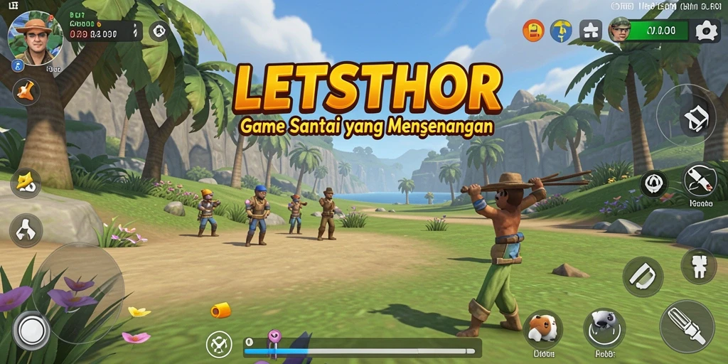 Tangkapan layar dari LETSTHOR menampilkan gameplay yang ceria dan mengasyikkan.
