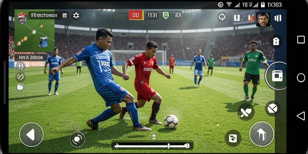 Tampilan menarik dari gameplay sepak bola NX303 yang seru.