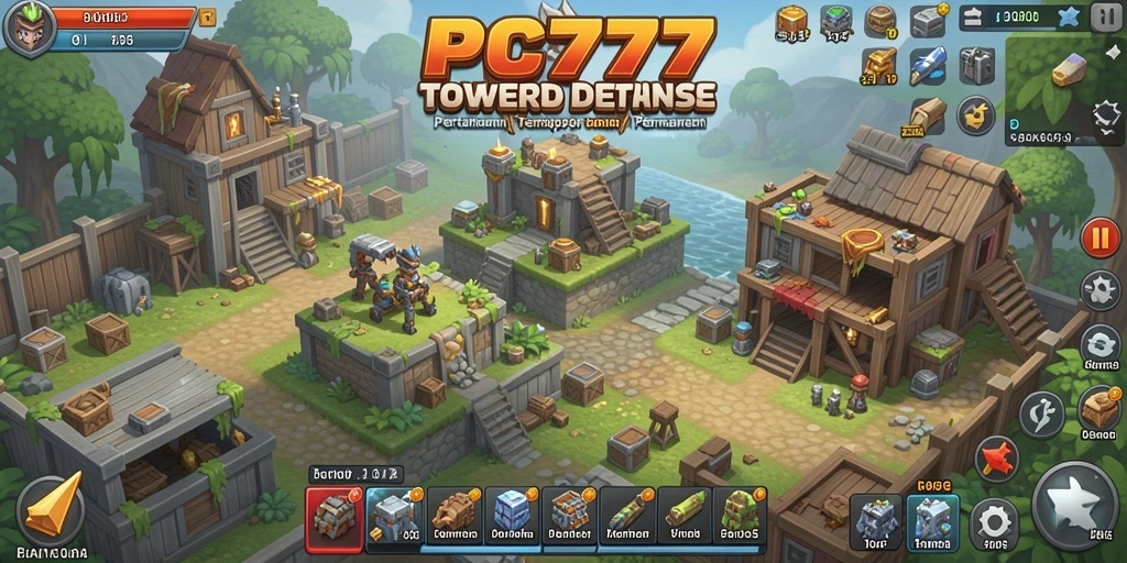 Screenshot utama menampilkan aksi seru permainan Tower Defense.