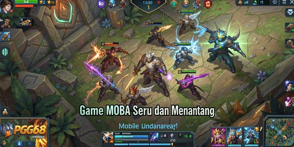 Screenshot gameplay seru PGG68 dalam pertempuran tim.
