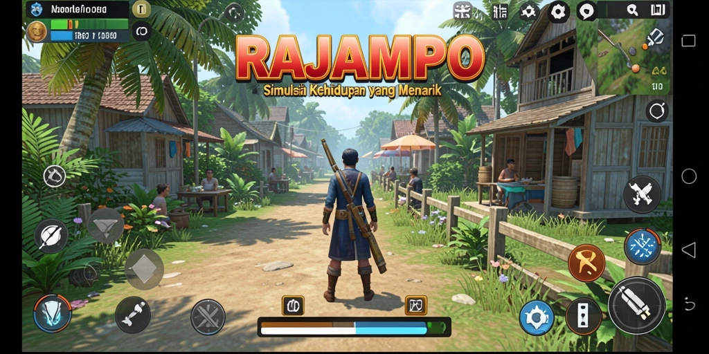 Screenshot gameplay RAJAMPO yang menunjukkan interaksi dan eksplorasi yang mendalam.