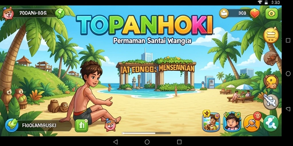 Screenshot gameplay yang penuh warna dan menghibur dari TOPANHOKI.
