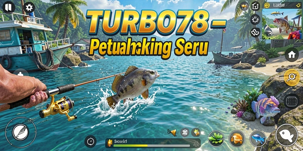 Screenshot utama TURBO78 menampilkan gameplay memancing yang mendebarkan.