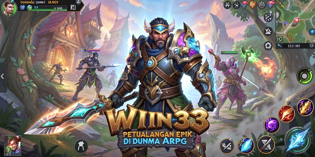 Screenshot gameplay WIN33 menampilkan aksi pertempuran ARPG yang menegangkan.